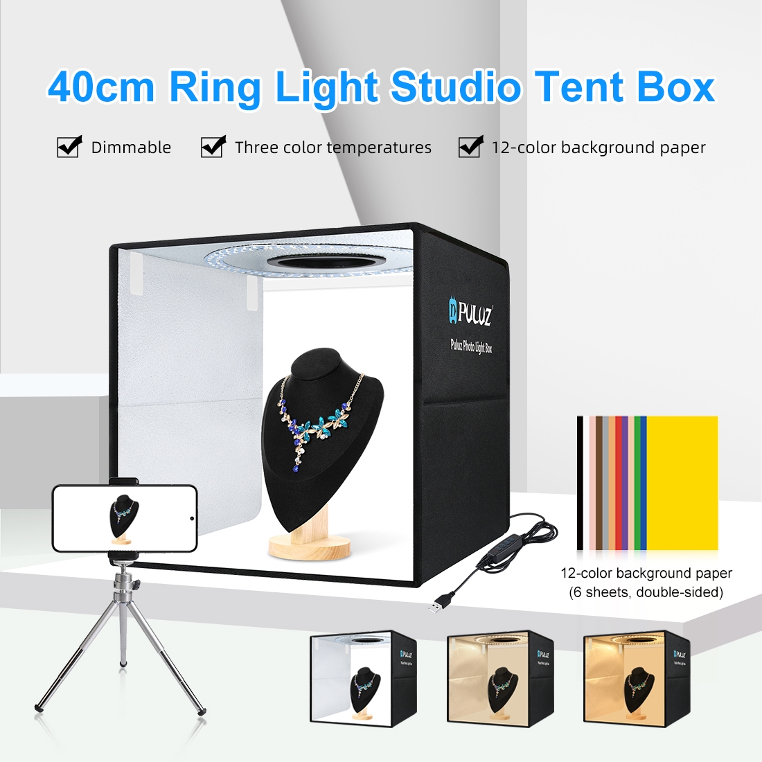 Photography Lighting Case - PULUZ 40cm Luz de Anel Portátil