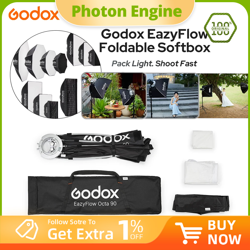Photography Lighting With Flash - Softbox dobrável Godox EazyFlow com montagem