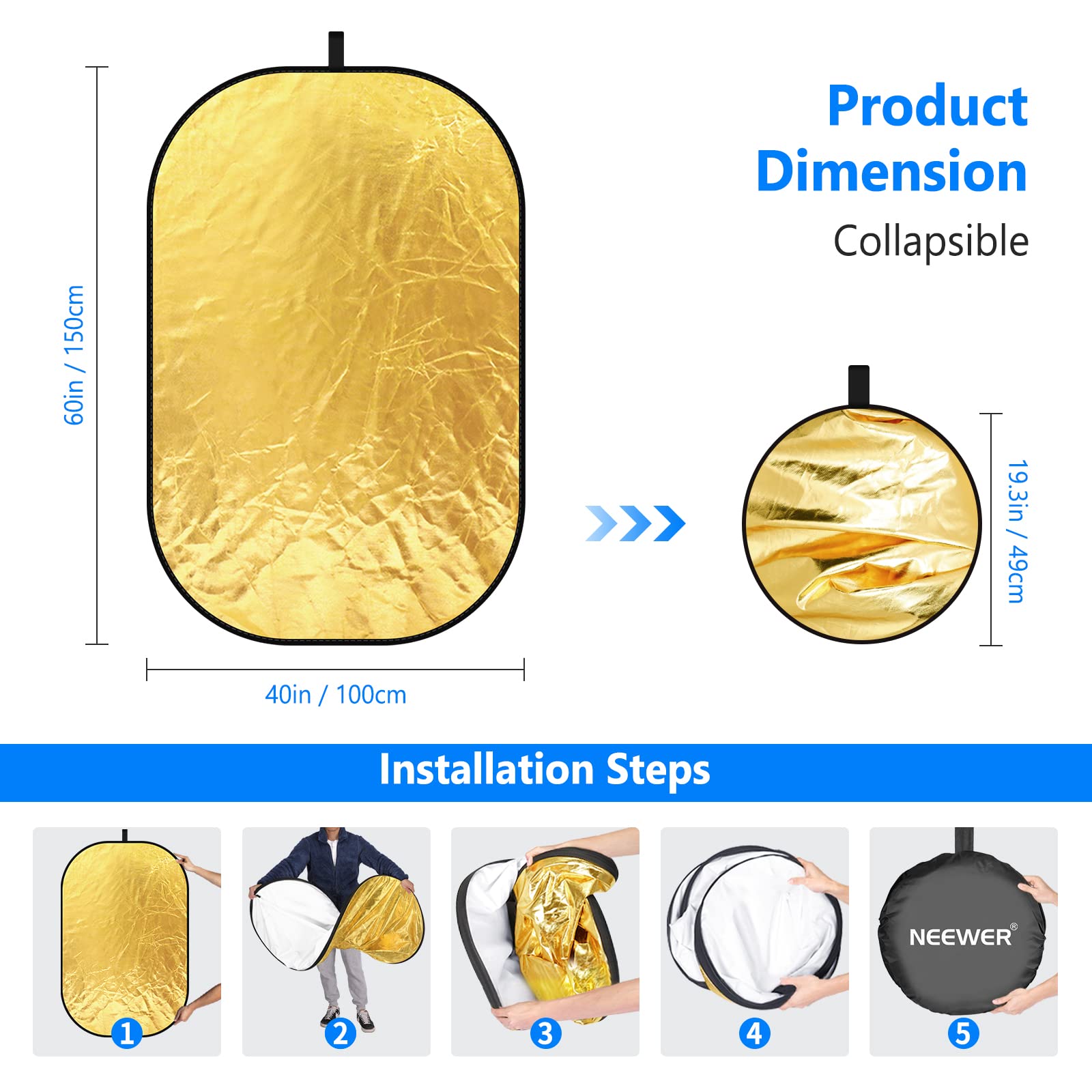 NEEWER Refletores de Luz para  - Reflector Disc Silver avaliação e preço